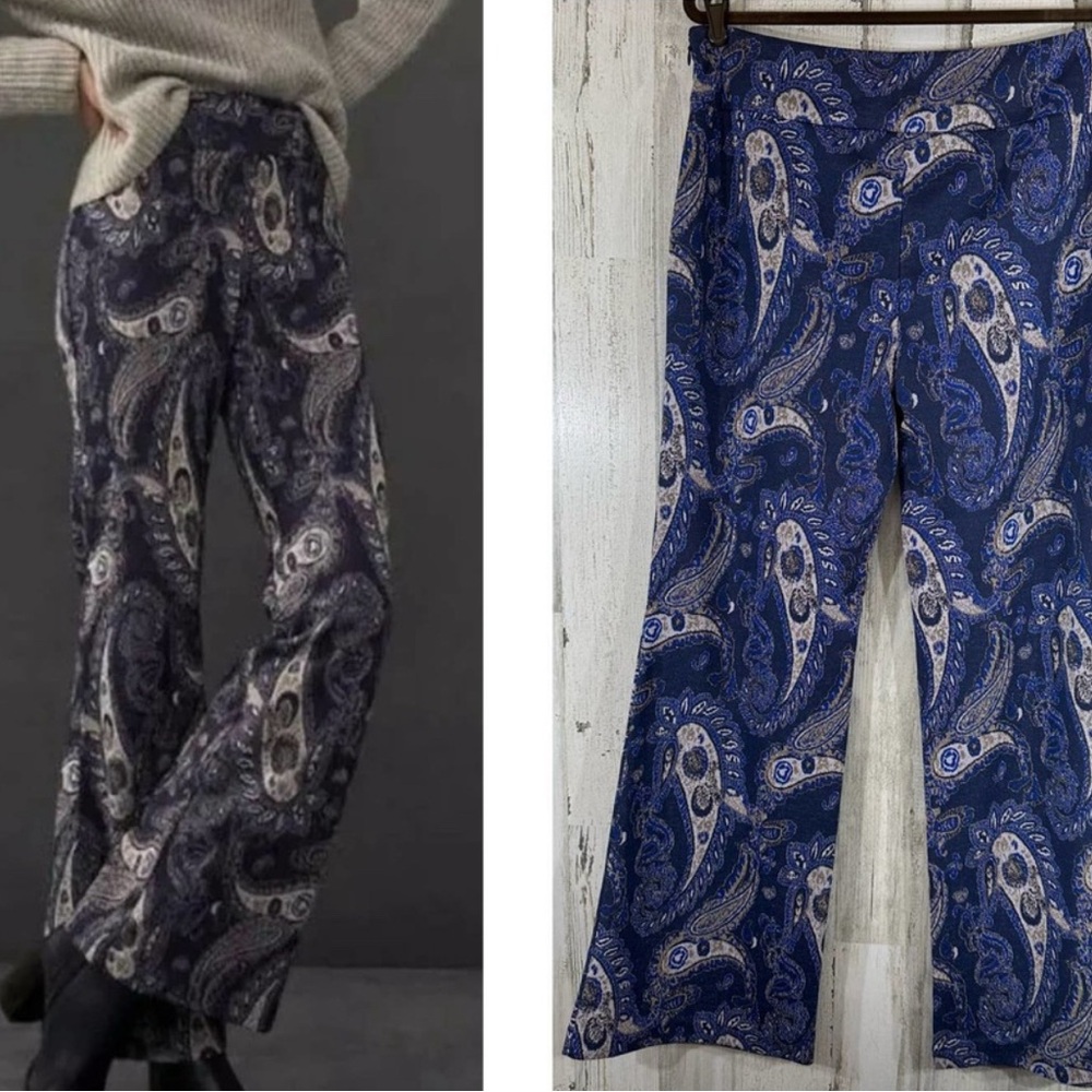 Anthropologie Paisley Print Flared Pants